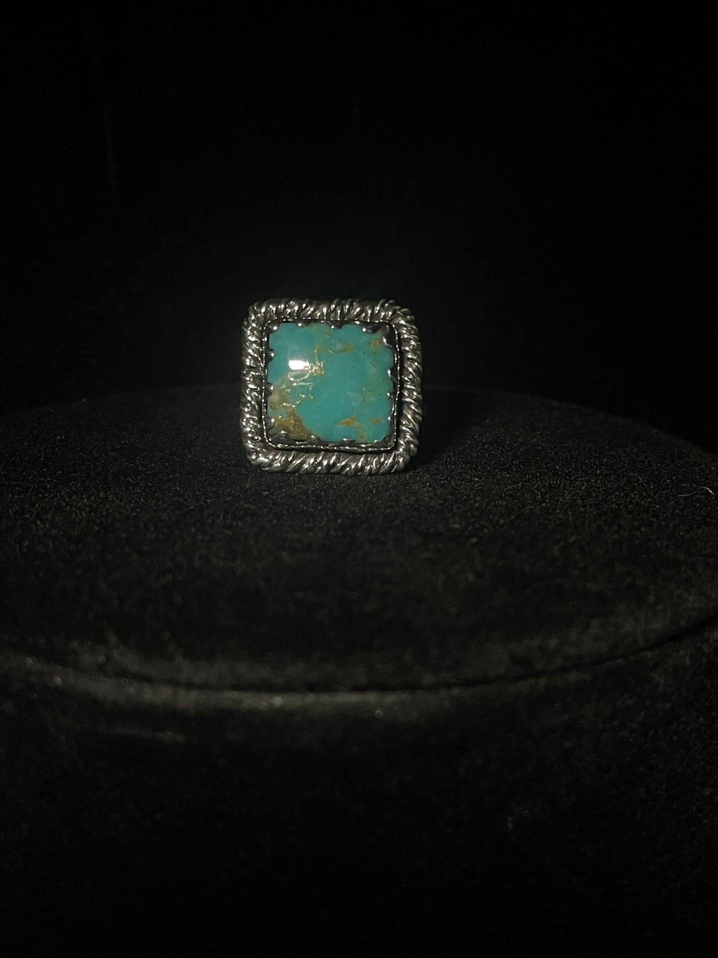 Handcrafted Real Turquoise| Square Sterling Silver Ring - Regul Silver