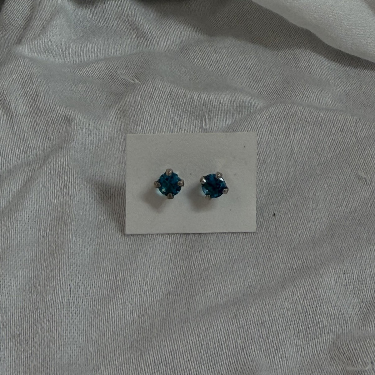 Turquoise color cubic zirconia stud earrings, sterling silver