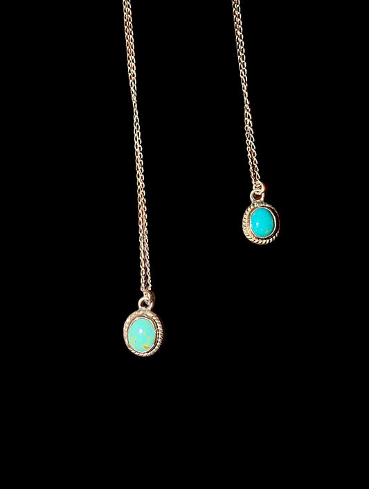 Genuine Oval Turquoise Pendant Necklace | Sterling Silver Western Jewelry - Regul Silver