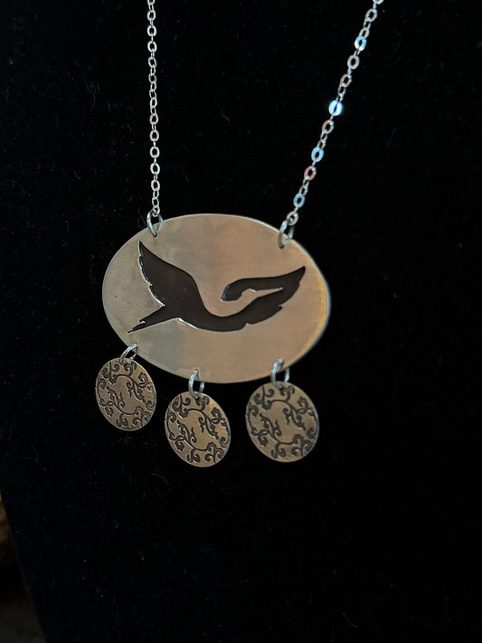 Abstract Necklace With Charms/Nature-Inspired Pendant - Regul Silver