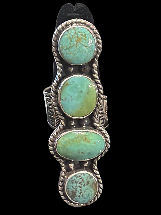 TR7m|RS - Hand-Stamped Turquoise Ring Adjustable 22g