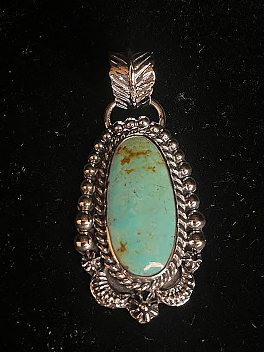 Handcrafted Unique Turquoise Pendant - Regul Silver