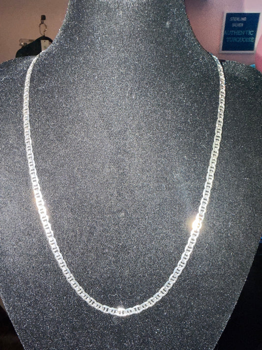 Silver mariner link necklace in sterling silver on a black bust