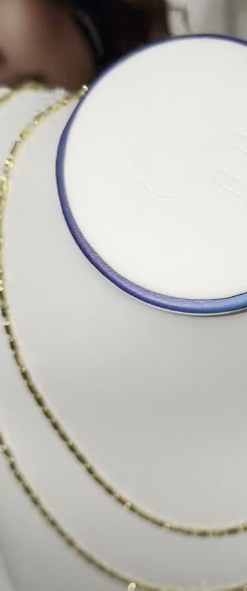DESMOS barrel link chain necklace in 18k gold-plated sterling silver, photographed in the DESMOS case at Regul Silver