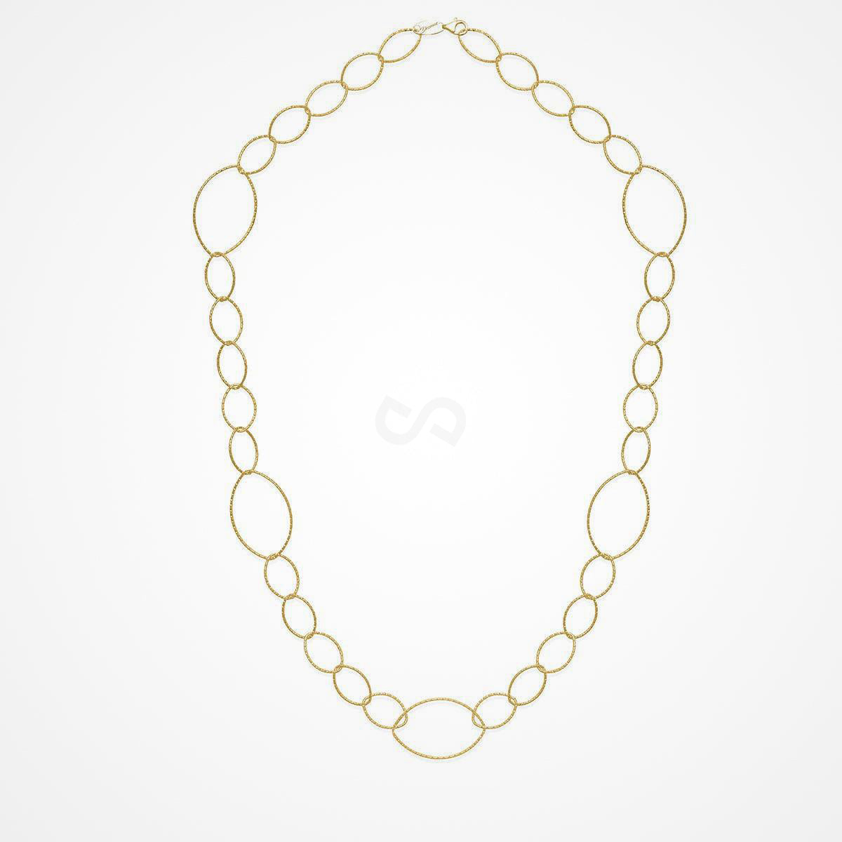DESMOS oval link chain necklace in sterling silver with 18k gold plate, graduated oval links laid flat