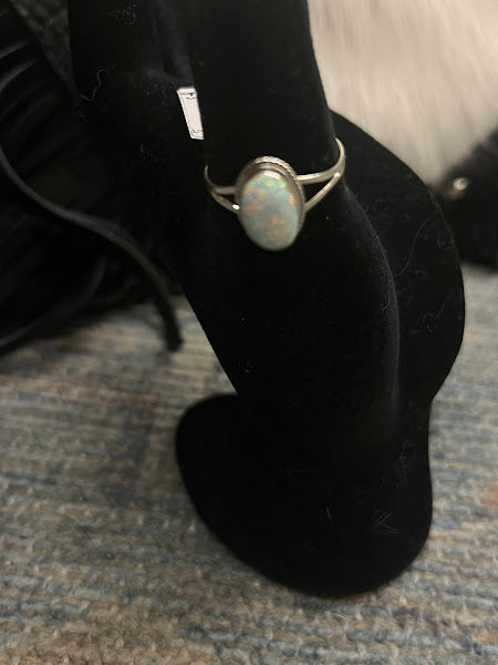 Handmade Sterling Silver  and Lab Opal Gemstone Rings - Regul Silver