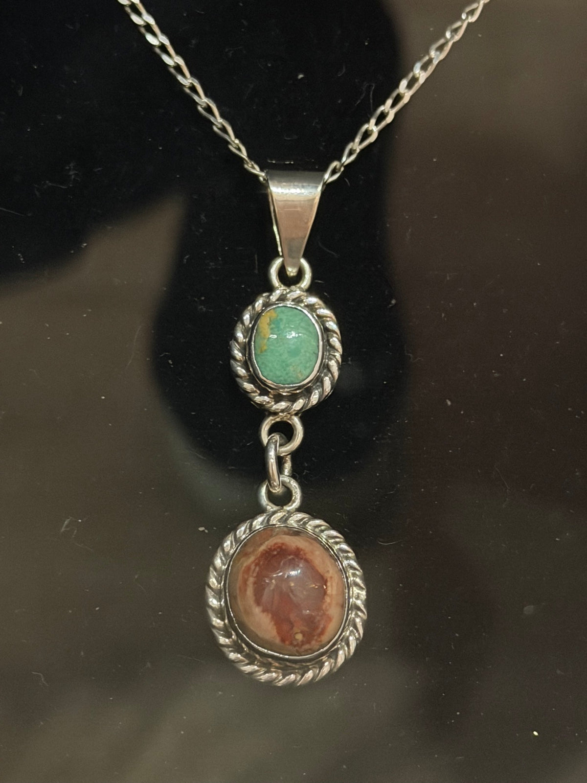 Wholesale Order Only - Turquoise and Spiny Oyster Drop Pendant | Sterling Silver - Regul Silver