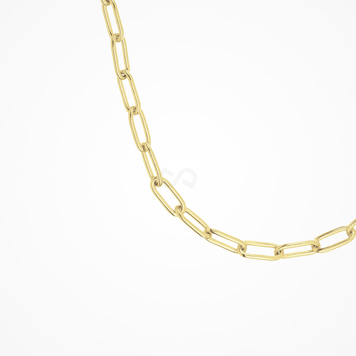 DESMOS paperclip chain necklace in sterling silver with 18K gold plate — professional catalog photograph