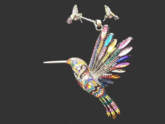 Swarovski Hummingbird Crystal Jewelry Set | Necklace & Earrings