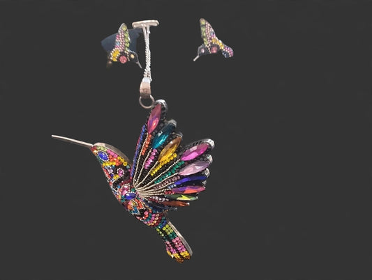 Swarovski Hummingbird Crystal Jewelry Set | Necklace & Earrings