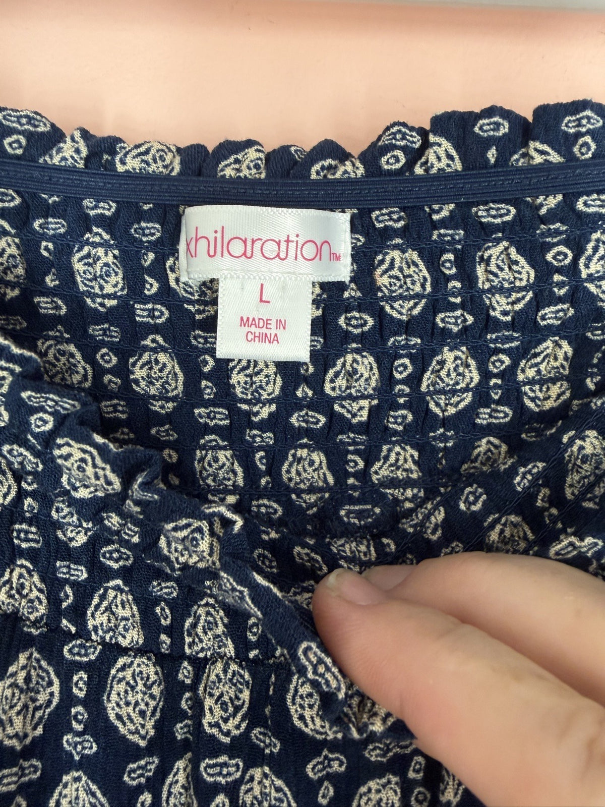 Xhilaration Navy Medallion Print Maxi Dress, Size L - tag size L