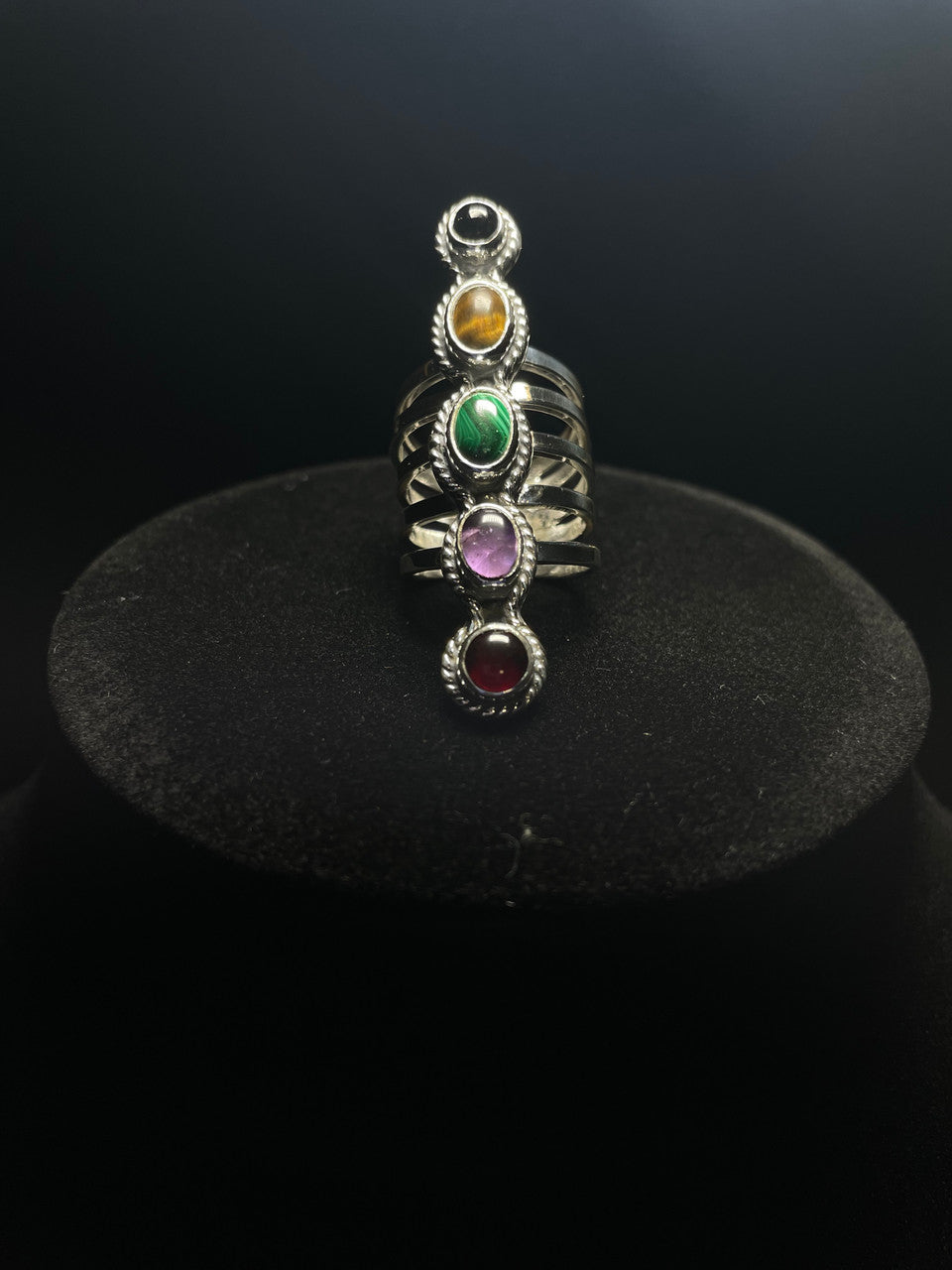 Southwest Style 5-Gemstone Sterling Silver Ring - Regul Silver