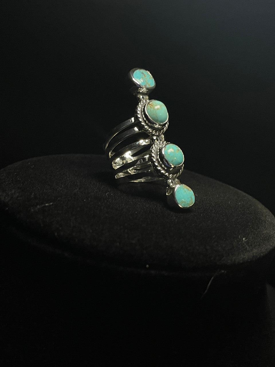 Four Stone Sterling Silver Ring | Real Turquoise - Regul Silver