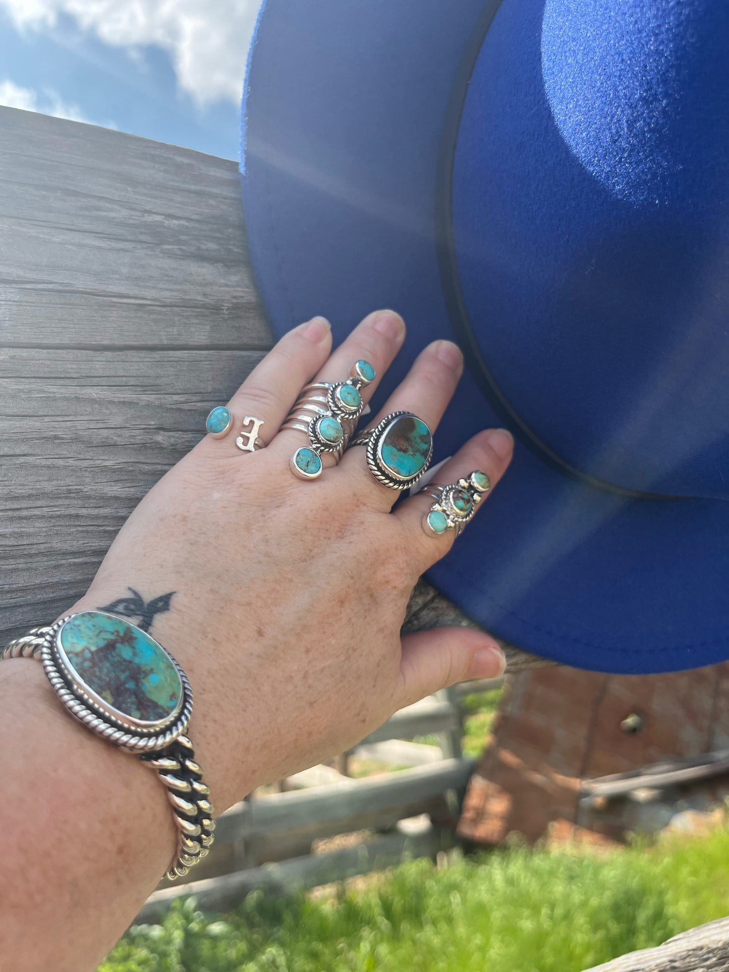 Western Sonoran Turquoise and Sterling Silver Ring - Regul Silver