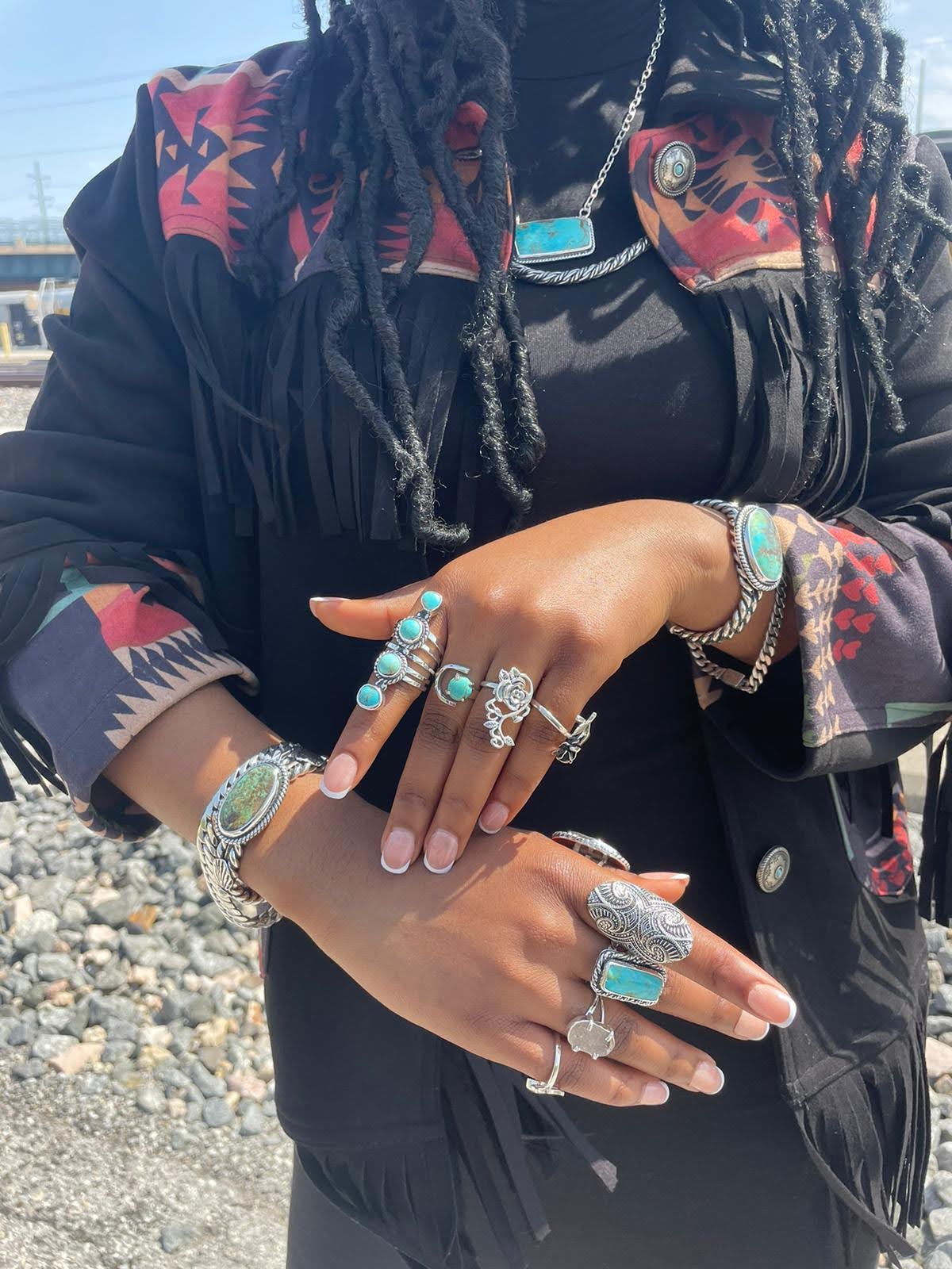 Set of Four Bands Sterling Silver Stacking Rings Hammered Shiny Brushe –  Luttrell Studio